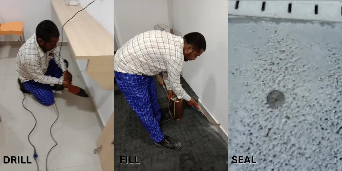 Post-Construction Anti-Termite Treatment Drill-Fill-Seal Method